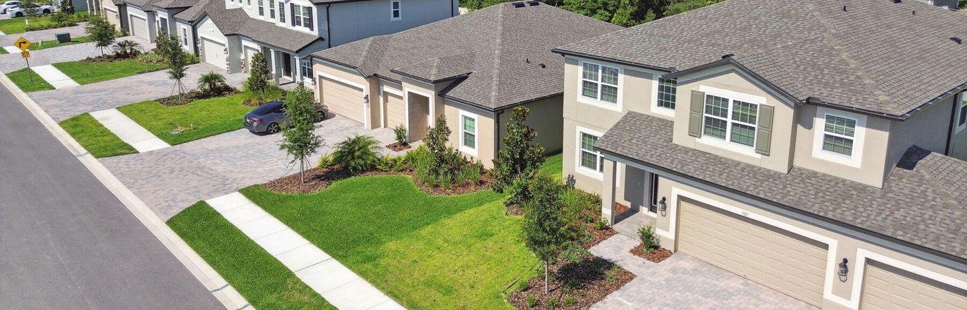 New construction homes on a street in Hernando County, Florida